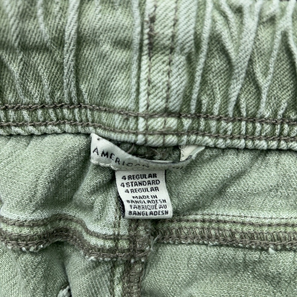 American Eagle Denim Joggers Green Size 4 Drawstring Pants Gorpcore Streetwear - Picture 3 of 8